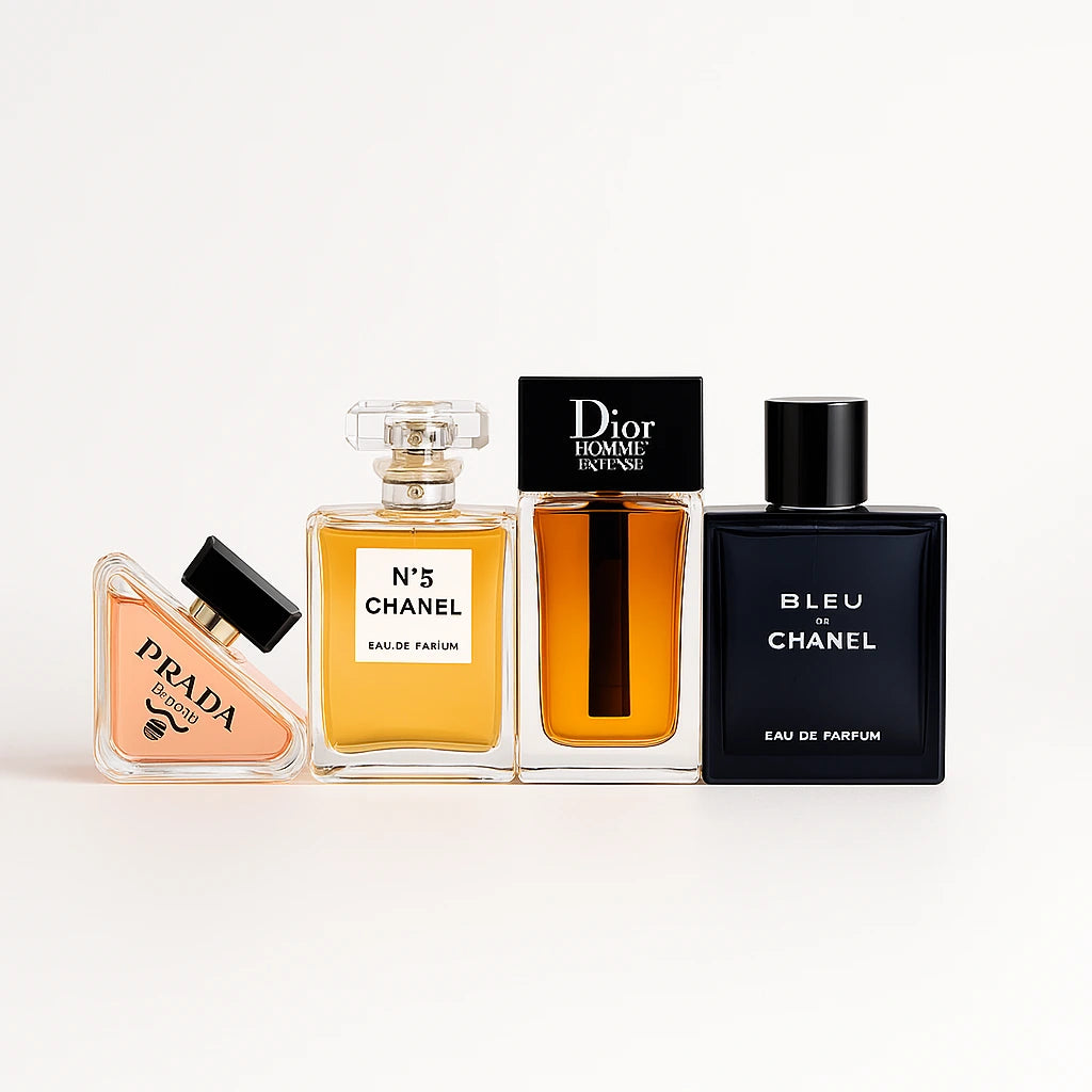 4 Perfumes - Bleu de Chanel, Dior Homme Intense, Prada Paradoxe & Chanel N5